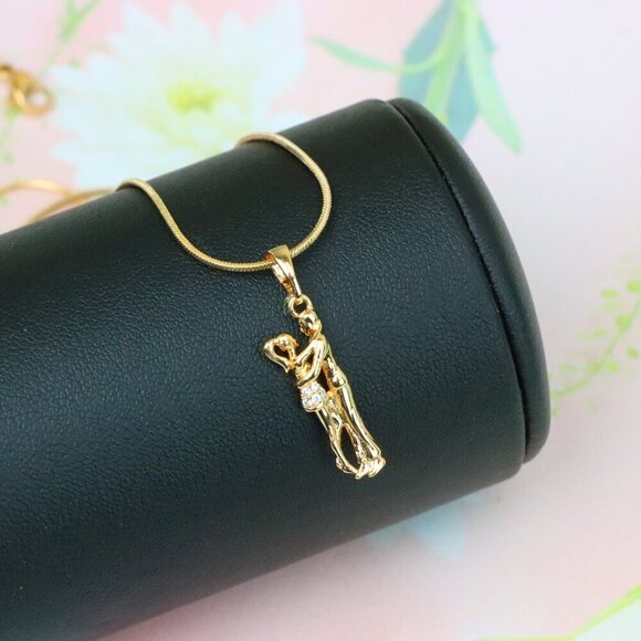 "Romantic Couple Embrace Rose Gold Pendant with Sparkling Accents, XPPT1200 - Picture 9 of 13